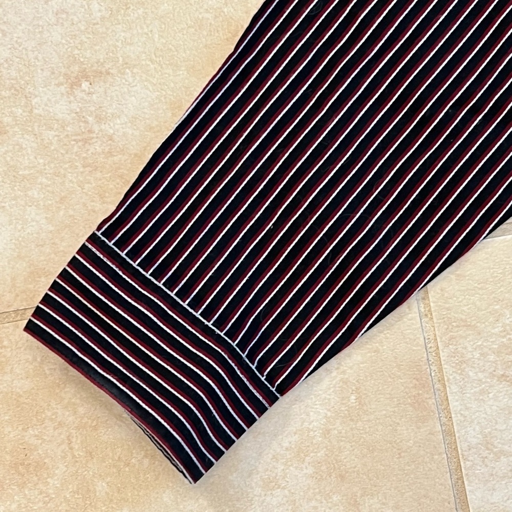 Boys 14/16 Black and Red Stripe Button Up Dress Shirt - Picture 4 of 5